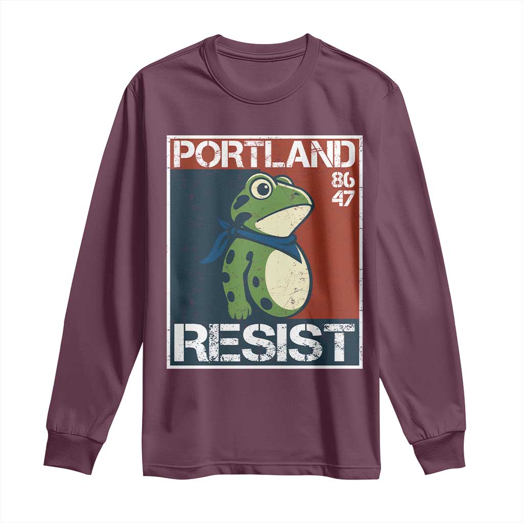 Portland Resist Retro Frog 8647 Long Sleeve Shirt Political Satire Protest Poster Graphic - Wonder Print Shop