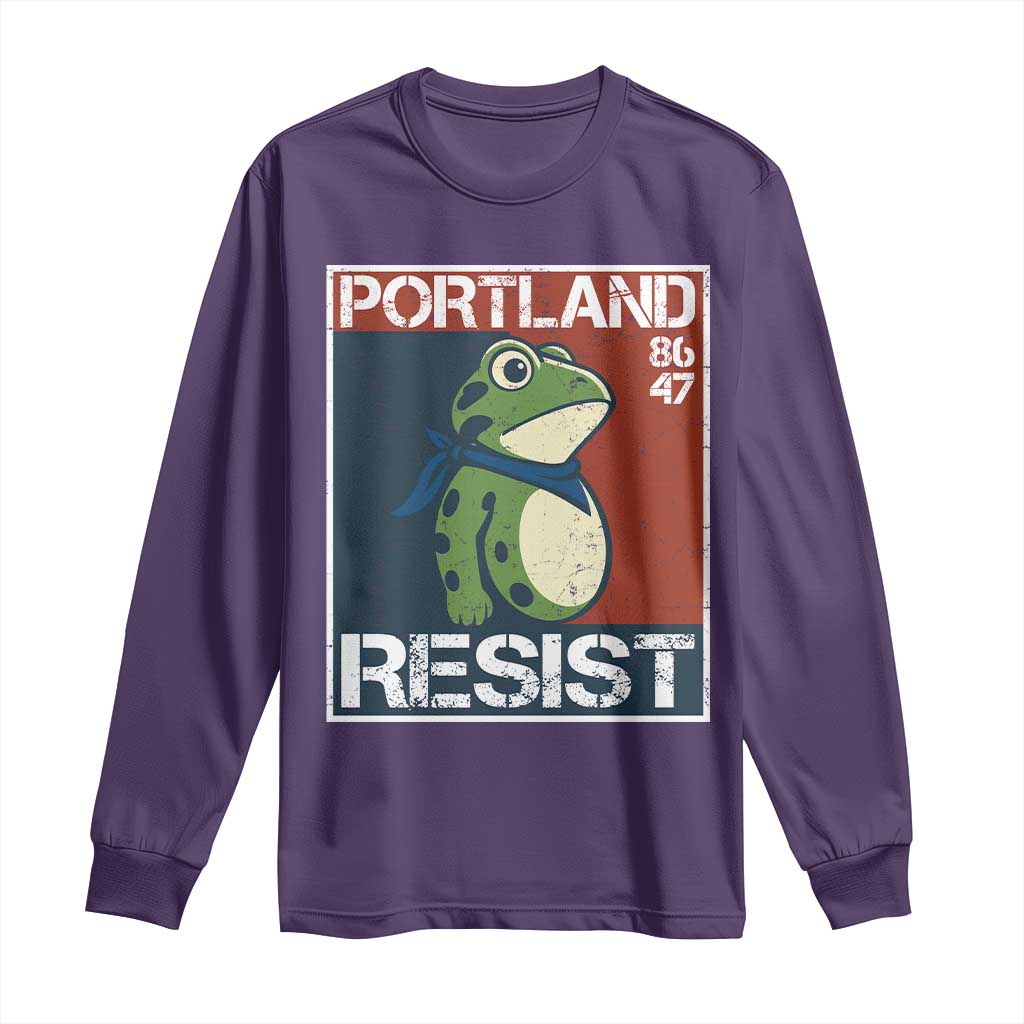 Portland Resist Retro Frog 8647 Long Sleeve Shirt Political Satire Protest Poster Graphic - Wonder Print Shop