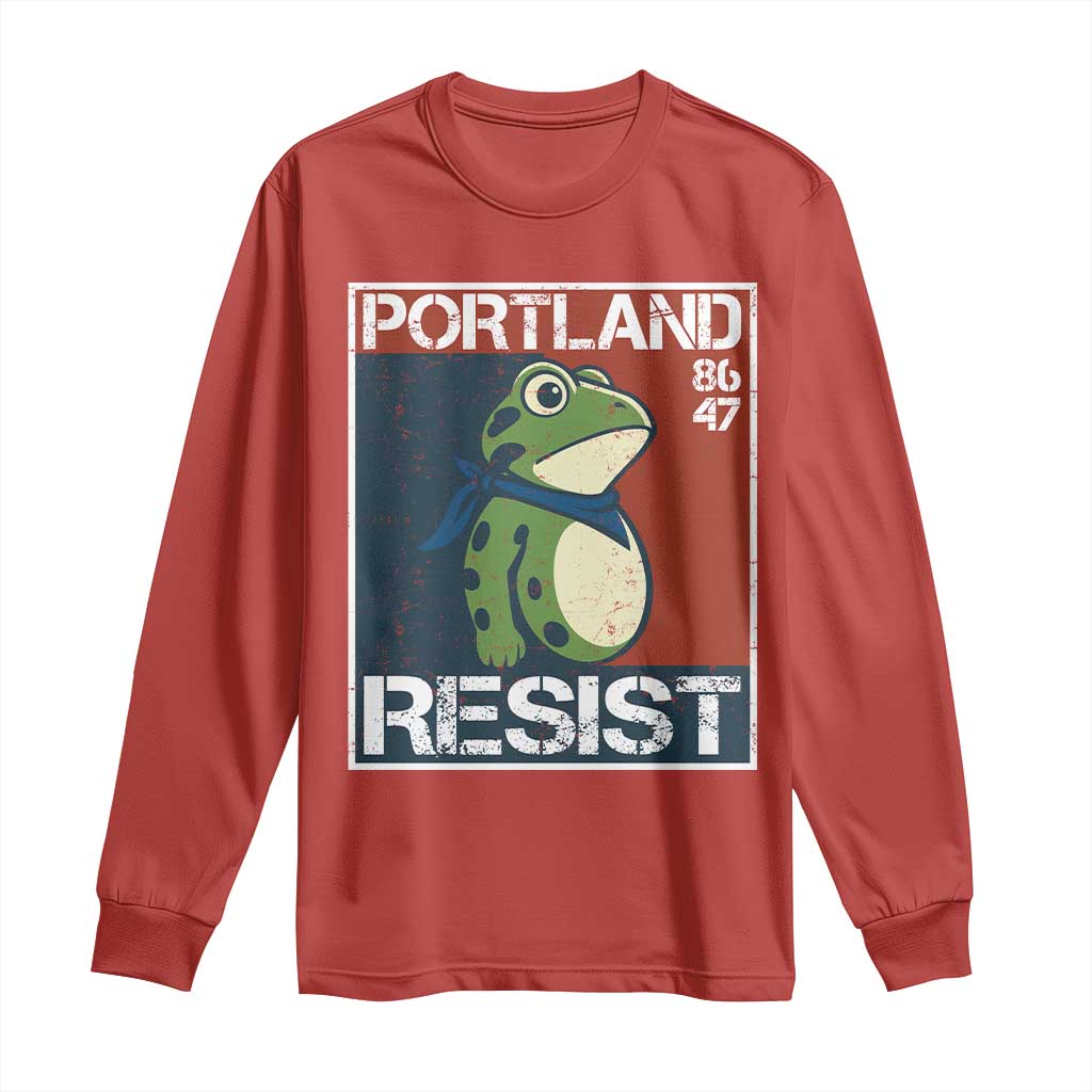 Portland Resist Retro Frog 8647 Long Sleeve Shirt Political Satire Protest Poster Graphic - Wonder Print Shop