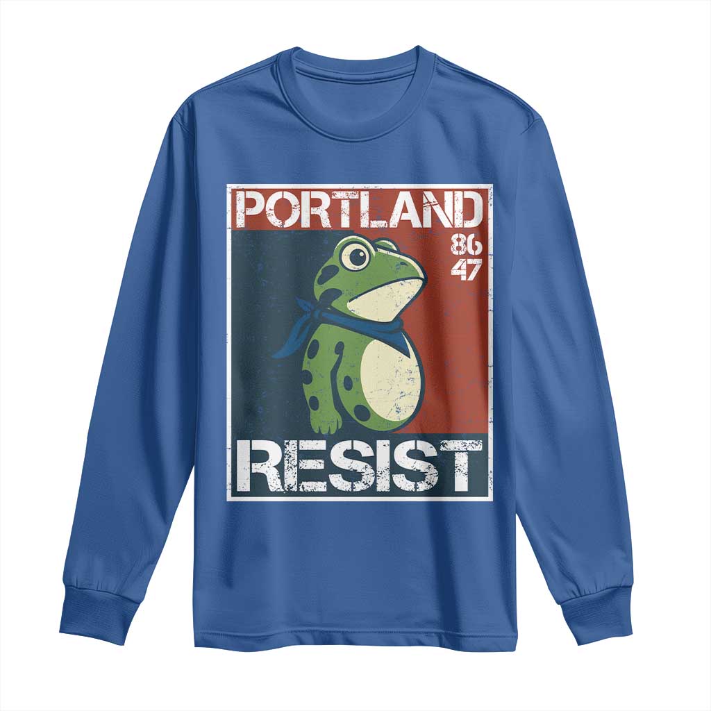 Portland Resist Retro Frog 8647 Long Sleeve Shirt Political Satire Protest Poster Graphic - Wonder Print Shop