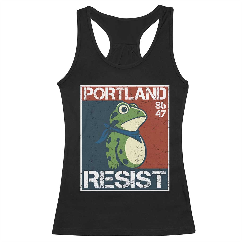 Portland Resist Retro Frog 8647 Racerback Tank Top Political Satire Protest Poster Graphic - Wonder Print Shop