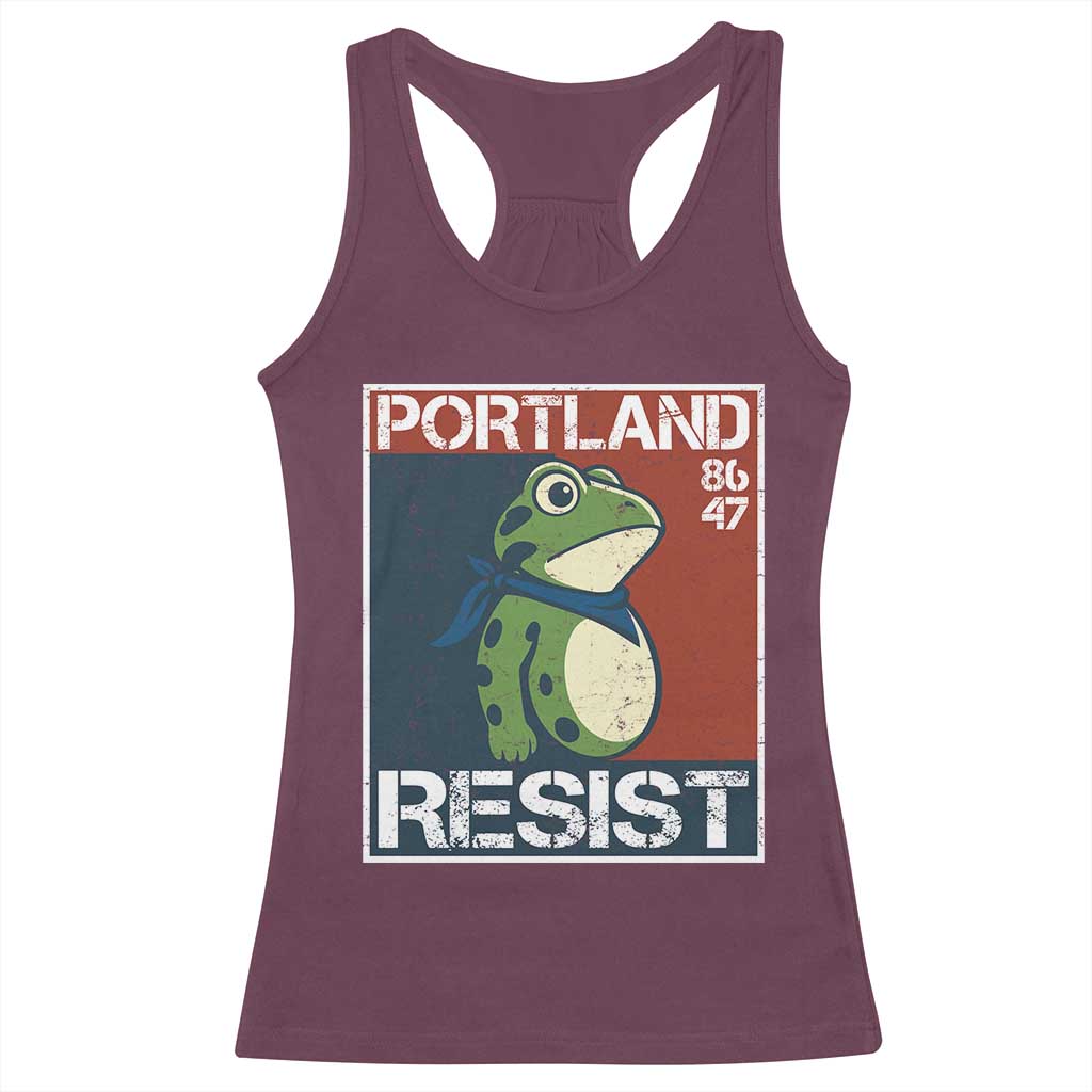 Portland Resist Retro Frog 8647 Racerback Tank Top Political Satire Protest Poster Graphic - Wonder Print Shop