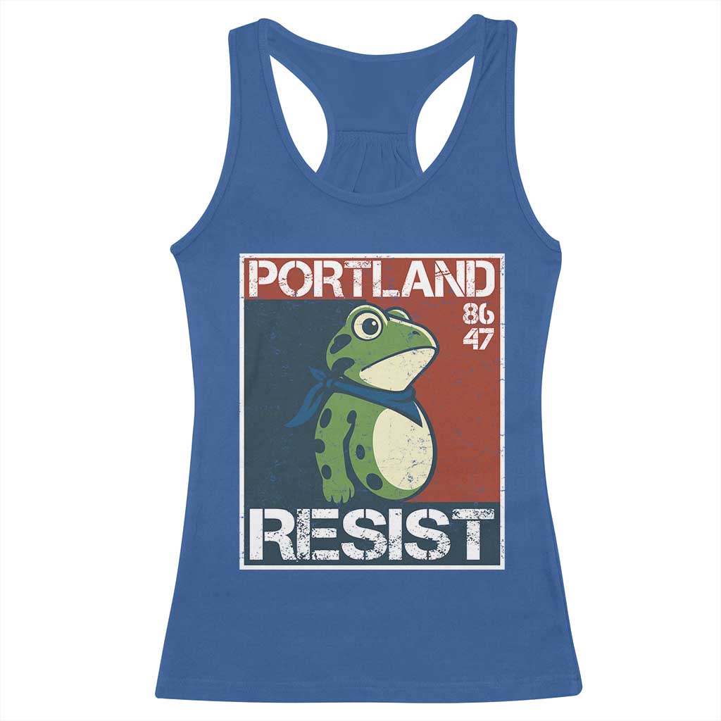 Portland Resist Retro Frog 8647 Racerback Tank Top Political Satire Protest Poster Graphic - Wonder Print Shop
