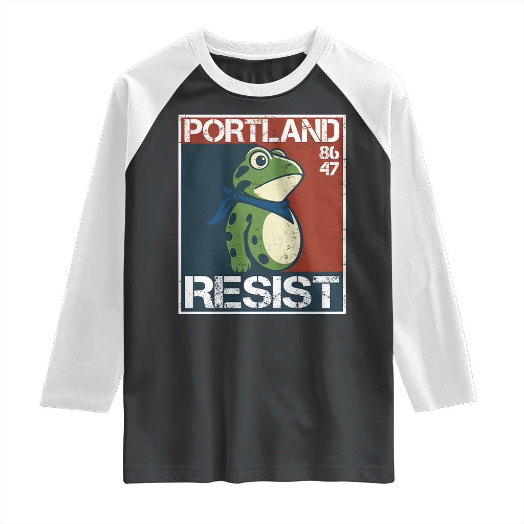 Portland Resist Retro Frog 8647 Raglan Shirt Political Satire Protest Poster Graphic - Wonder Print Shop