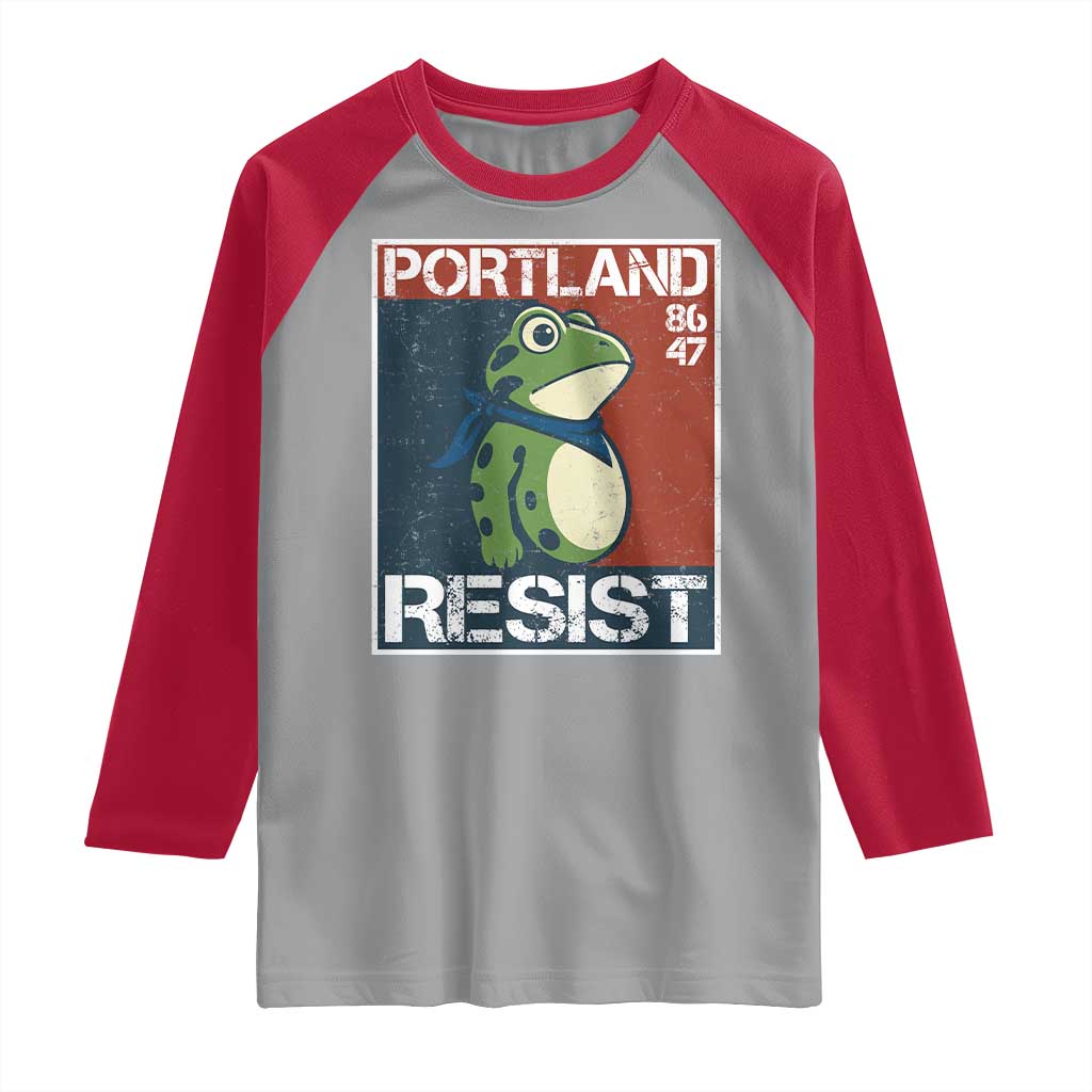 Portland Resist Retro Frog 8647 Raglan Shirt Political Satire Protest Poster Graphic - Wonder Print Shop