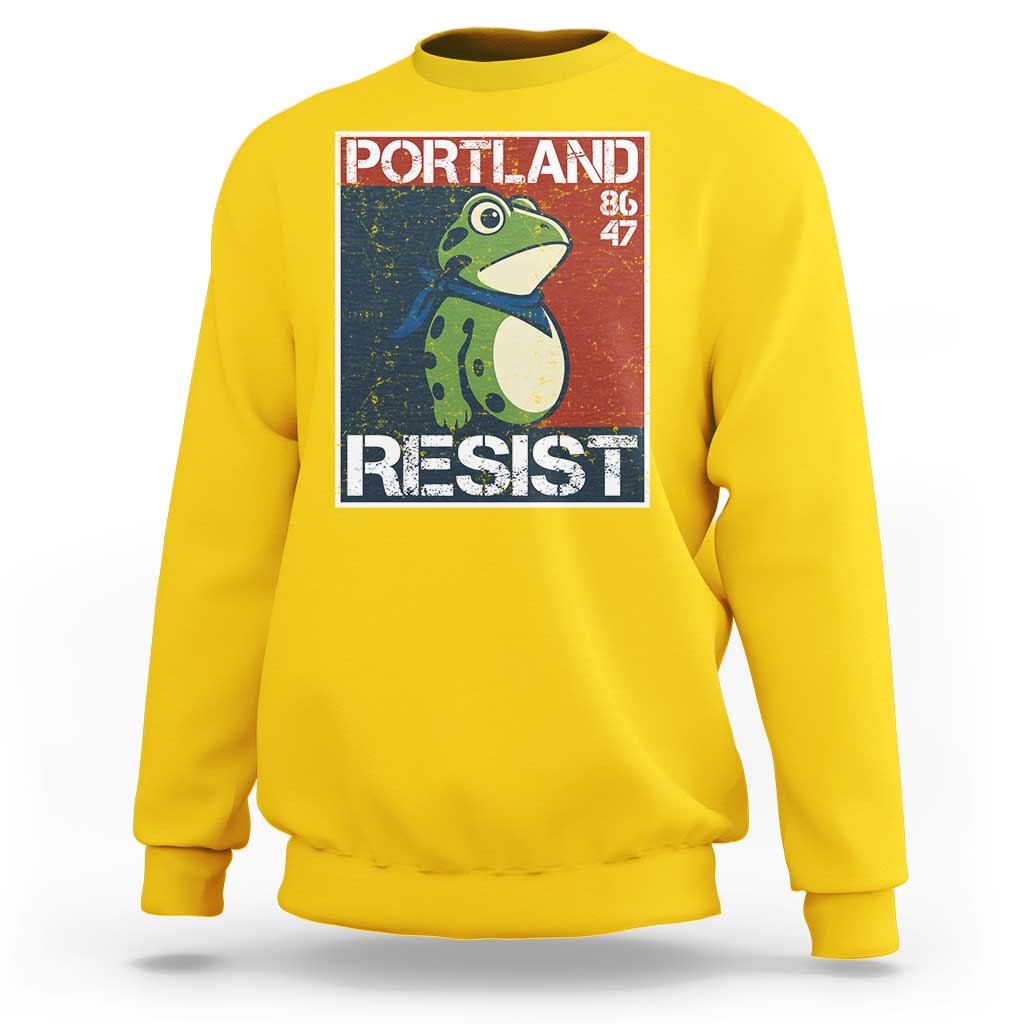 Portland Resist Retro Frog 8647 Sweatshirt Political Satire Protest Poster Graphic - Wonder Print Shop