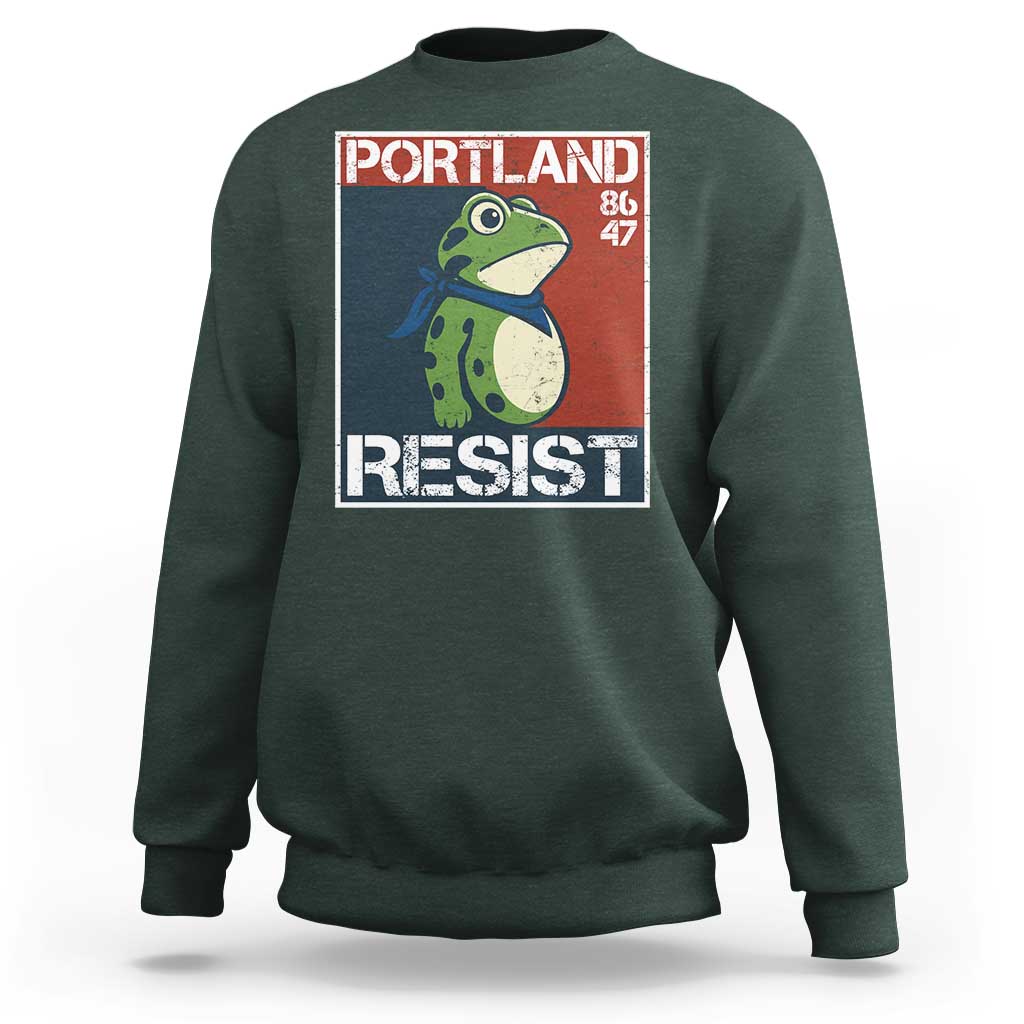 Portland Resist Retro Frog 8647 Sweatshirt Political Satire Protest Poster Graphic - Wonder Print Shop