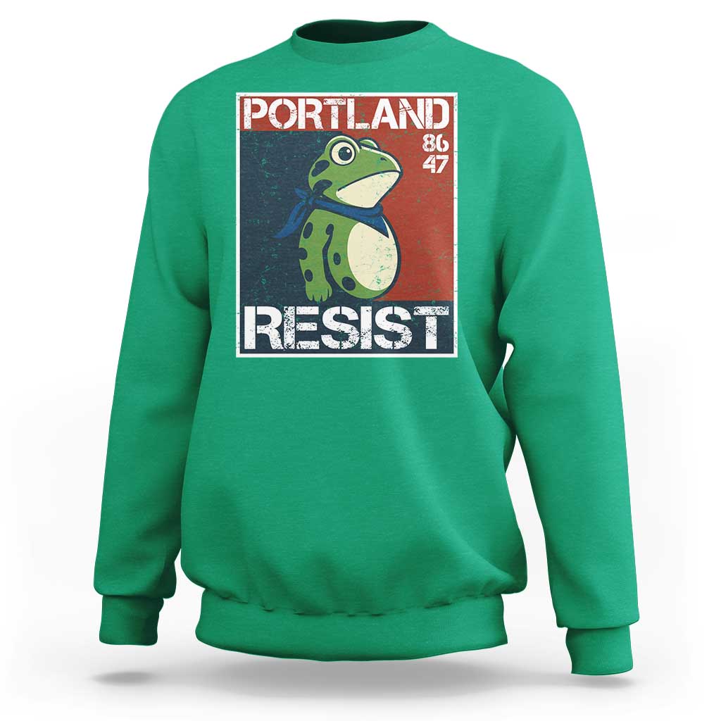 Portland Resist Retro Frog 8647 Sweatshirt Political Satire Protest Poster Graphic - Wonder Print Shop