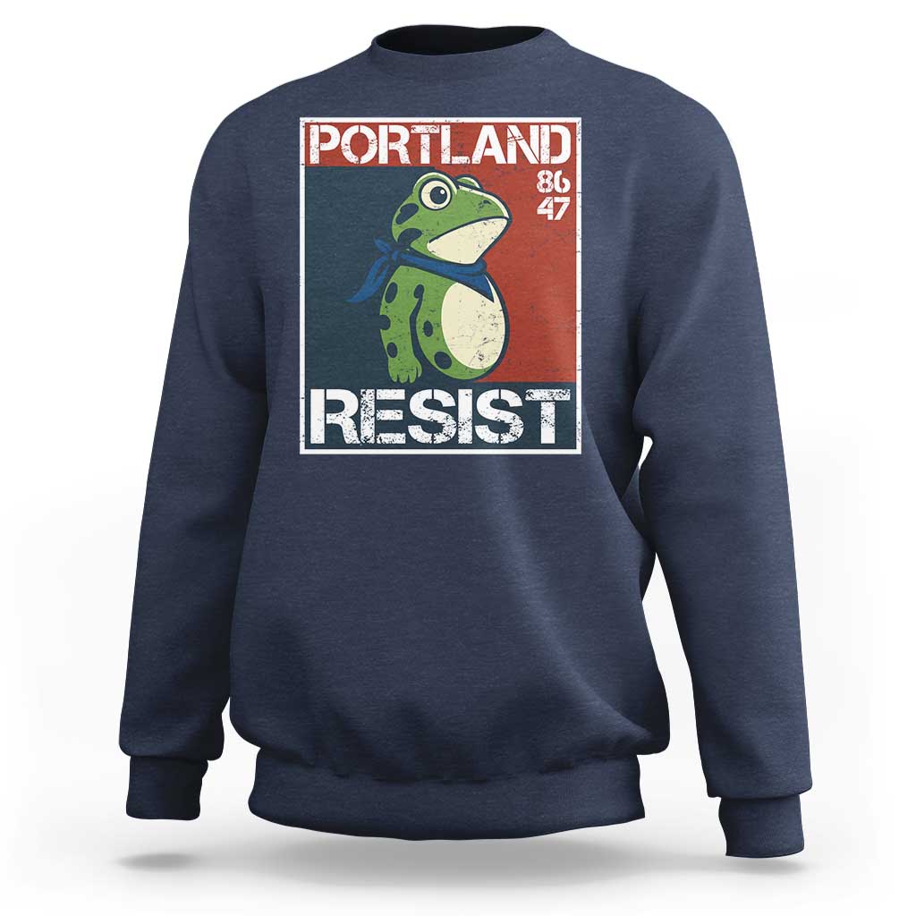 Portland Resist Retro Frog 8647 Sweatshirt Political Satire Protest Poster Graphic - Wonder Print Shop