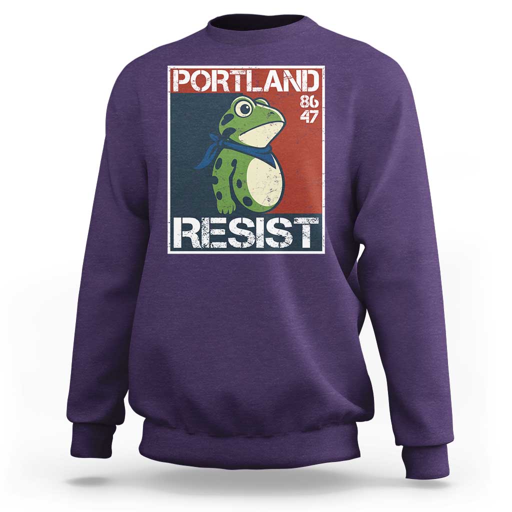 Portland Resist Retro Frog 8647 Sweatshirt Political Satire Protest Poster Graphic - Wonder Print Shop