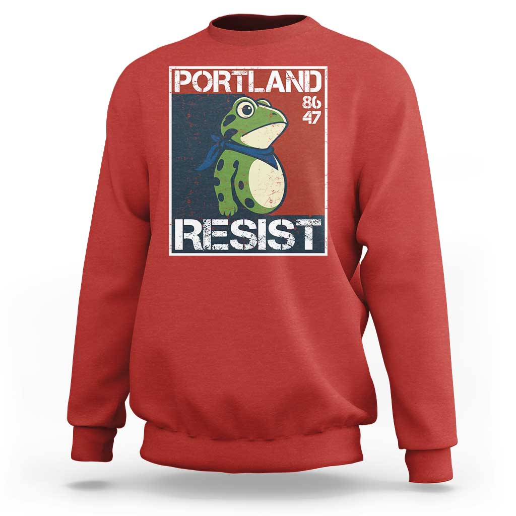 Portland Resist Retro Frog 8647 Sweatshirt Political Satire Protest Poster Graphic - Wonder Print Shop