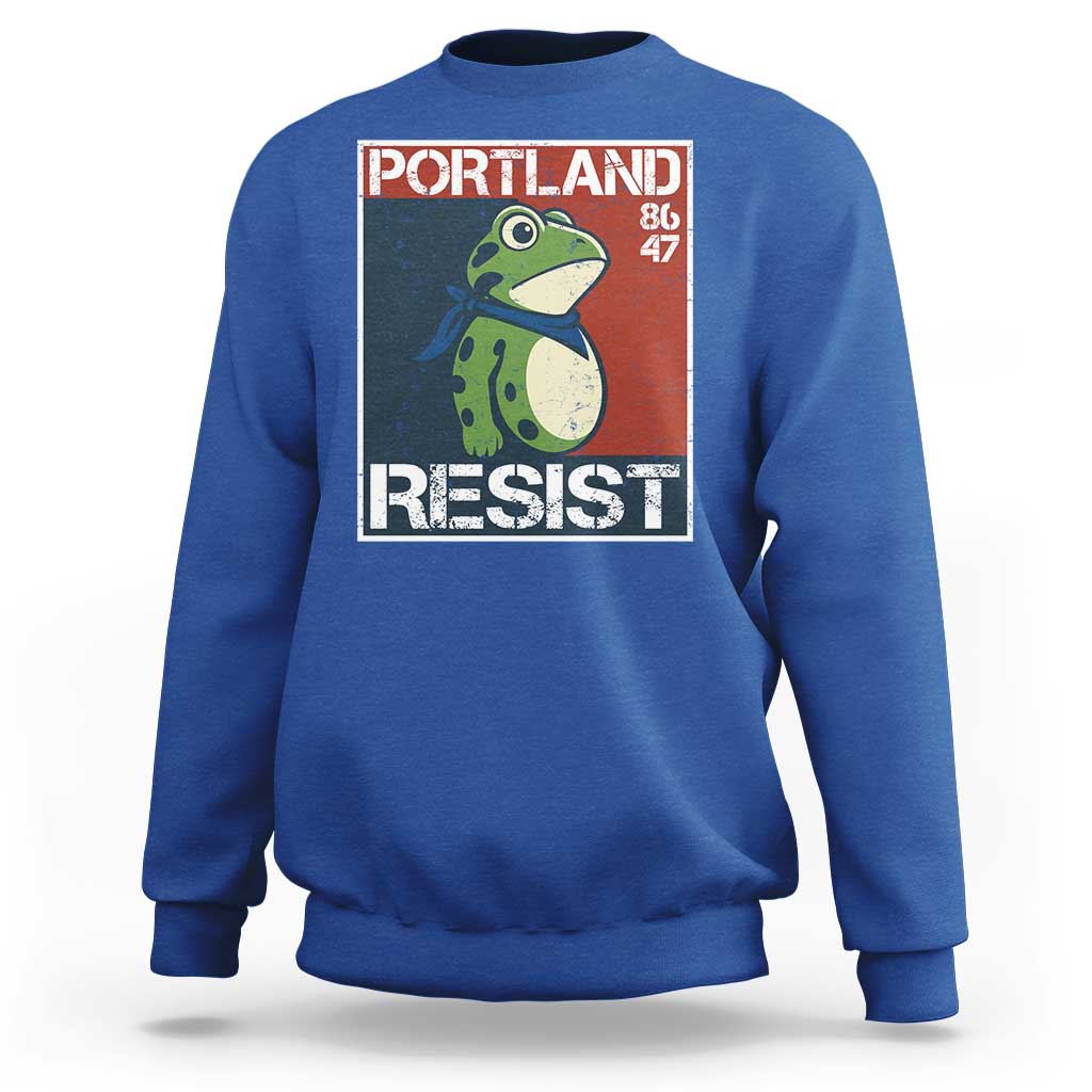 Portland Resist Retro Frog 8647 Sweatshirt Political Satire Protest Poster Graphic - Wonder Print Shop