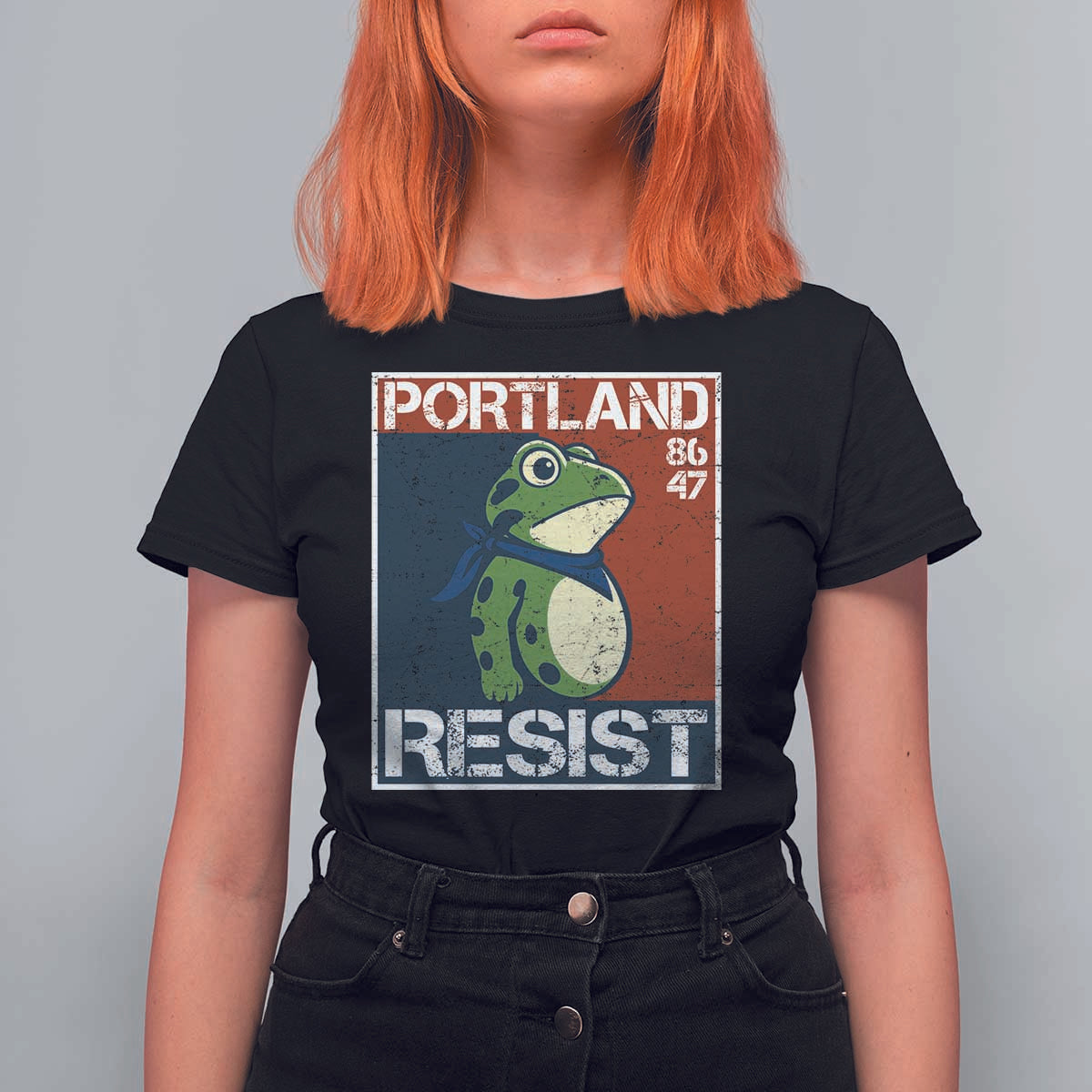 Portland Resist Retro Frog 8647 T Shirt For Women Political Satire Protest Poster Graphic - Wonder Print Shop