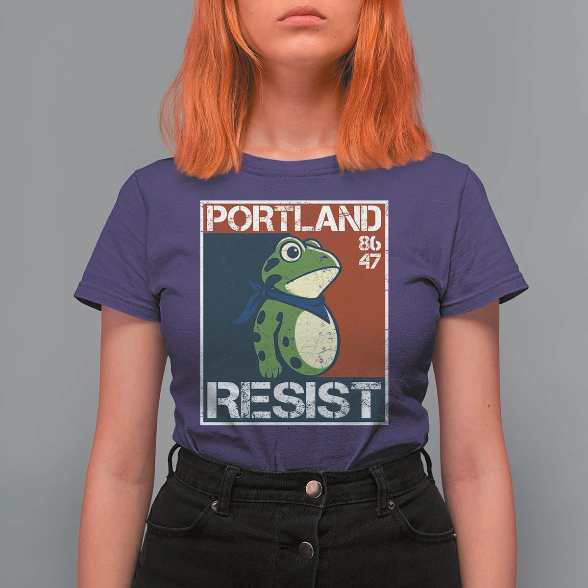 Portland Resist Retro Frog 8647 T Shirt For Women Political Satire Protest Poster Graphic - Wonder Print Shop