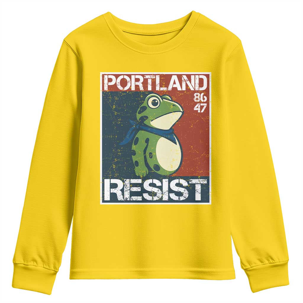 Portland Resist Retro Frog 8647 Youth Sweatshirt Political Satire Protest Poster Graphic - Wonder Print Shop