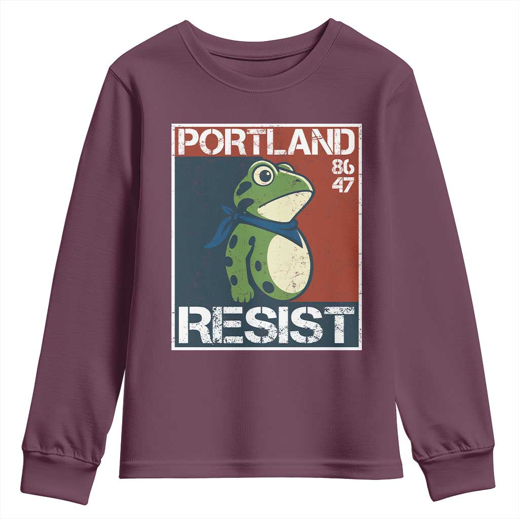 Portland Resist Retro Frog 8647 Youth Sweatshirt Political Satire Protest Poster Graphic - Wonder Print Shop