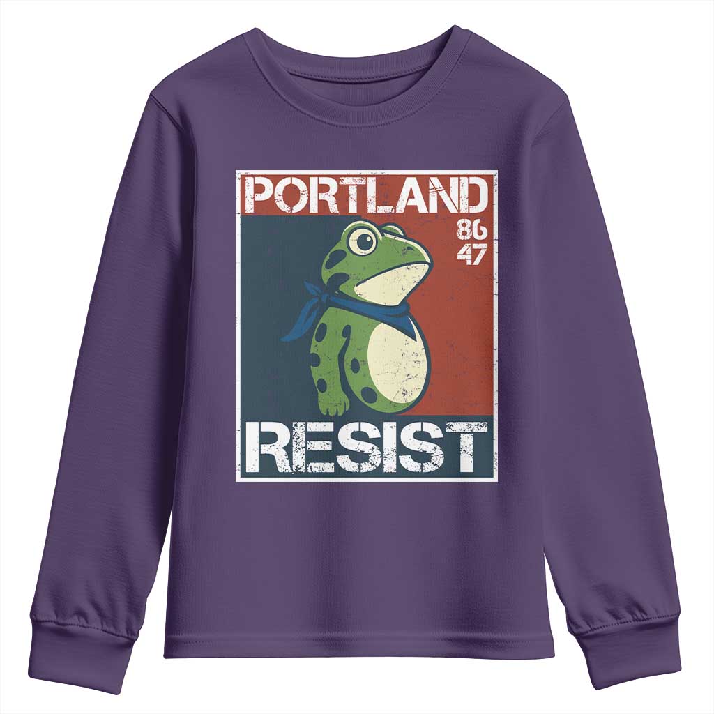 Portland Resist Retro Frog 8647 Youth Sweatshirt Political Satire Protest Poster Graphic - Wonder Print Shop