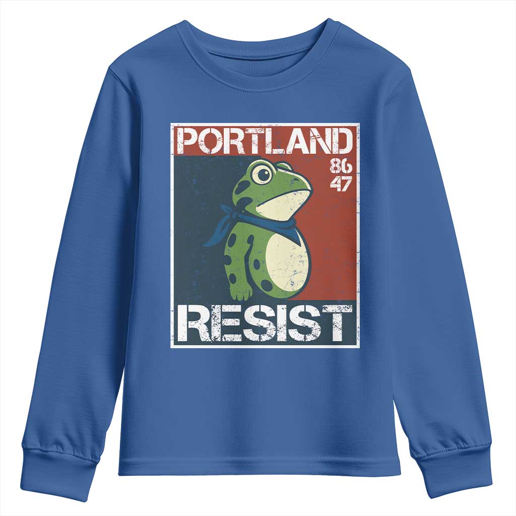 Portland Resist Retro Frog 8647 Youth Sweatshirt Political Satire Protest Poster Graphic - Wonder Print Shop