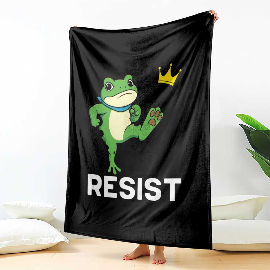 Resist Frog Kicking Crown Throw Blanket Funny No Kings In America Free Portland - Wonder Print Shop