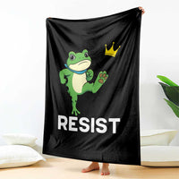 Resist Frog Kicking Crown Throw Blanket Funny No Kings In America Free Portland - Wonder Print Shop