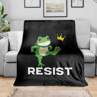 Resist Frog Kicking Crown Throw Blanket Funny No Kings In America Free Portland - Wonder Print Shop