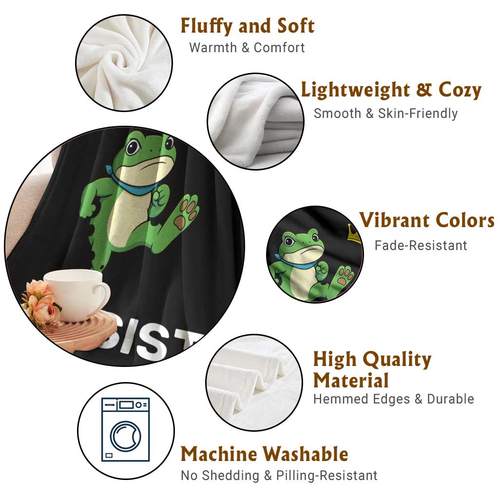 Resist Frog Kicking Crown Throw Blanket Funny No Kings In America Free Portland - Wonder Print Shop