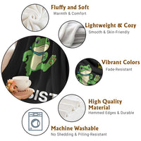 Resist Frog Kicking Crown Throw Blanket Funny No Kings In America Free Portland - Wonder Print Shop