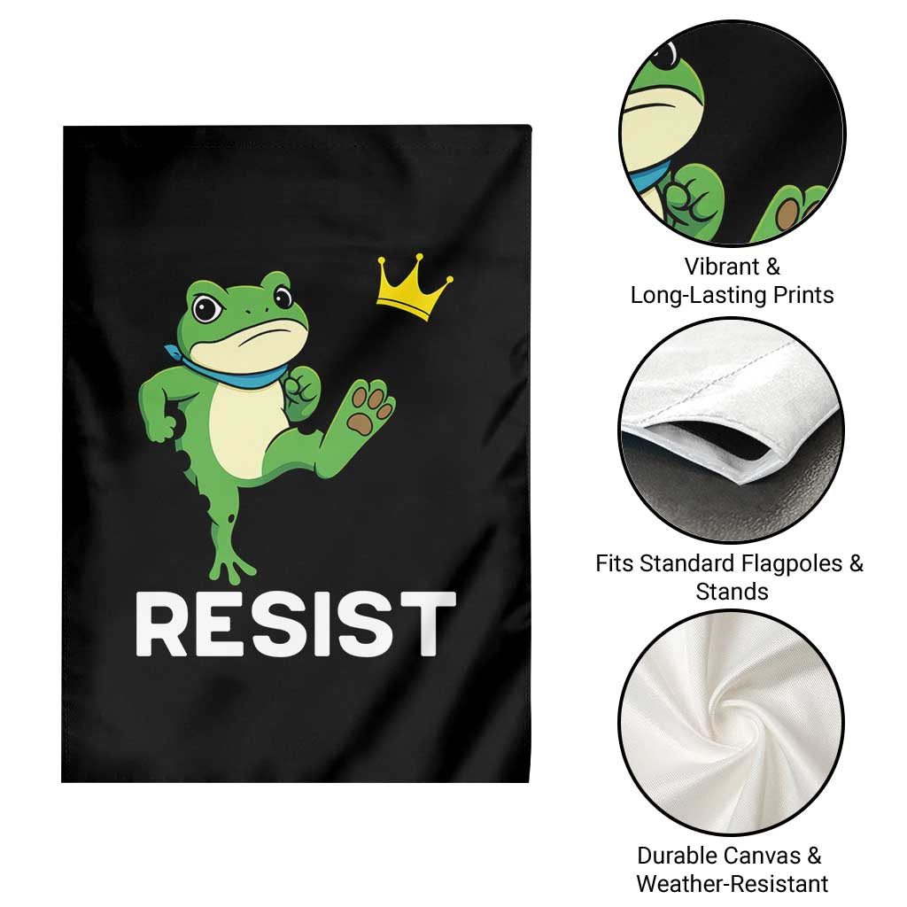 Resist Frog Kicking Crown Garden Flag Funny No Kings In America Free Portland - Wonder Print Shop