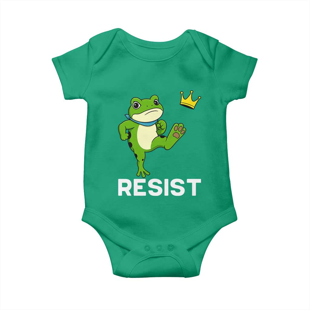 Resist Frog Kicking Crown Baby Onesie Funny No Kings In America Free Portland - Wonder Print Shop