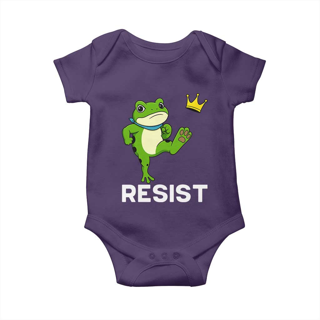 Resist Frog Kicking Crown Baby Onesie Funny No Kings In America Free Portland - Wonder Print Shop