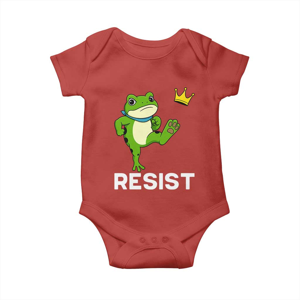 Resist Frog Kicking Crown Baby Onesie Funny No Kings In America Free Portland - Wonder Print Shop
