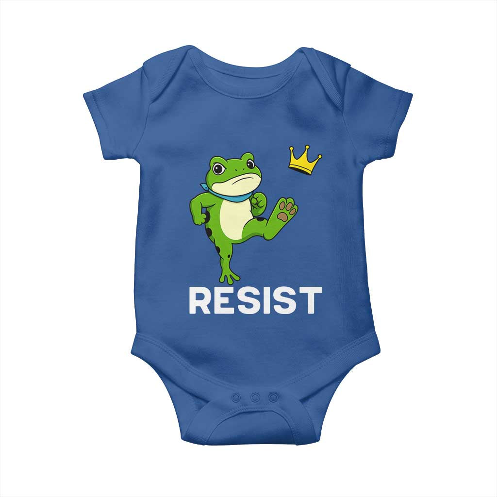 Resist Frog Kicking Crown Baby Onesie Funny No Kings In America Free Portland - Wonder Print Shop