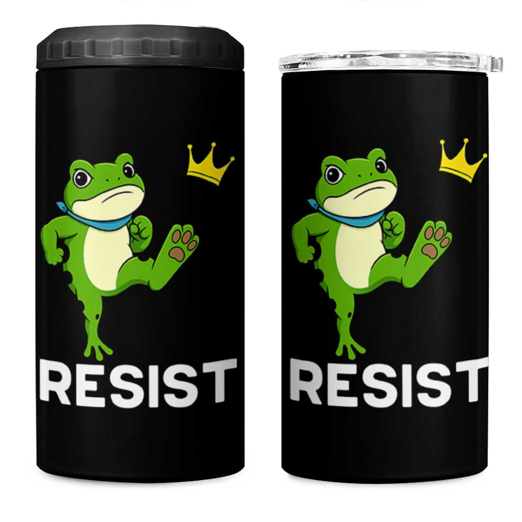 Resist Frog Kicking Crown 4 in 1 Can Cooler Tumbler Funny No Kings In America Free Portland - Wonder Print Shop