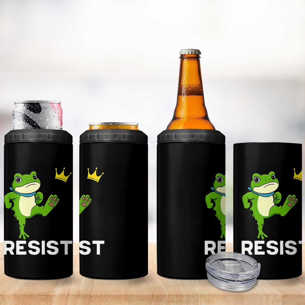 Resist Frog Kicking Crown 4 in 1 Can Cooler Tumbler Funny No Kings In America Free Portland - Wonder Print Shop