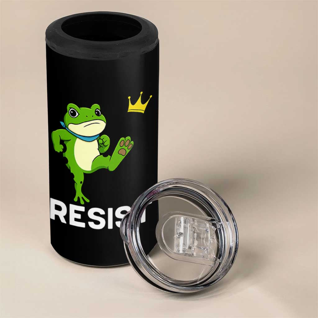 Resist Frog Kicking Crown 4 in 1 Can Cooler Tumbler Funny No Kings In America Free Portland - Wonder Print Shop