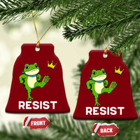 Resist Frog Kicking Crown Ceramic Ornament Funny No Kings In America Free Portland - Wonder Print Shop