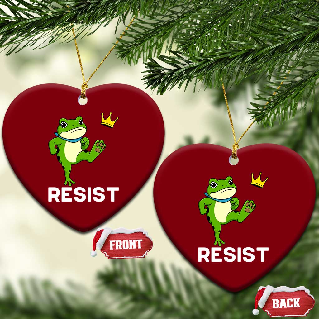 Resist Frog Kicking Crown Ceramic Ornament Funny No Kings In America Free Portland - Wonder Print Shop