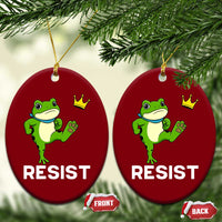 Resist Frog Kicking Crown Ceramic Ornament Funny No Kings In America Free Portland - Wonder Print Shop