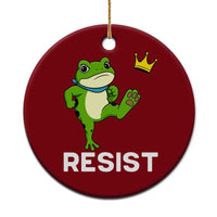 Resist Frog Kicking Crown Ceramic Ornament Funny No Kings In America Free Portland - Wonder Print Shop