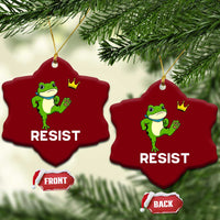 Resist Frog Kicking Crown Ceramic Ornament Funny No Kings In America Free Portland - Wonder Print Shop