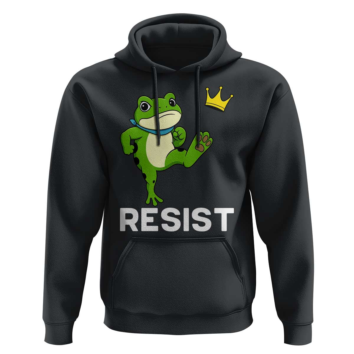 Resist Frog Kicking Crown Hoodie Funny No Kings In America Free Portland - Wonder Print Shop