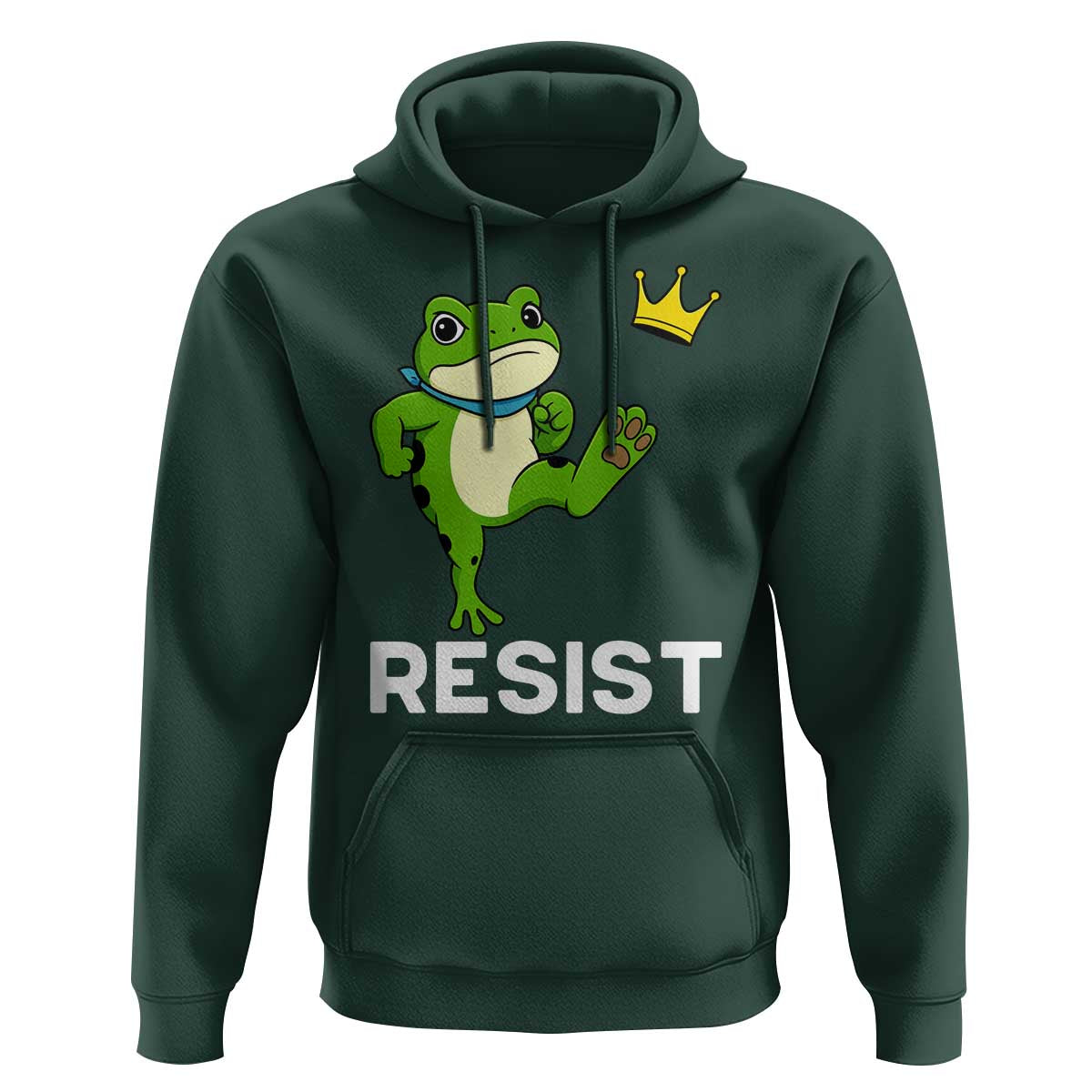 Resist Frog Kicking Crown Hoodie Funny No Kings In America Free Portland - Wonder Print Shop