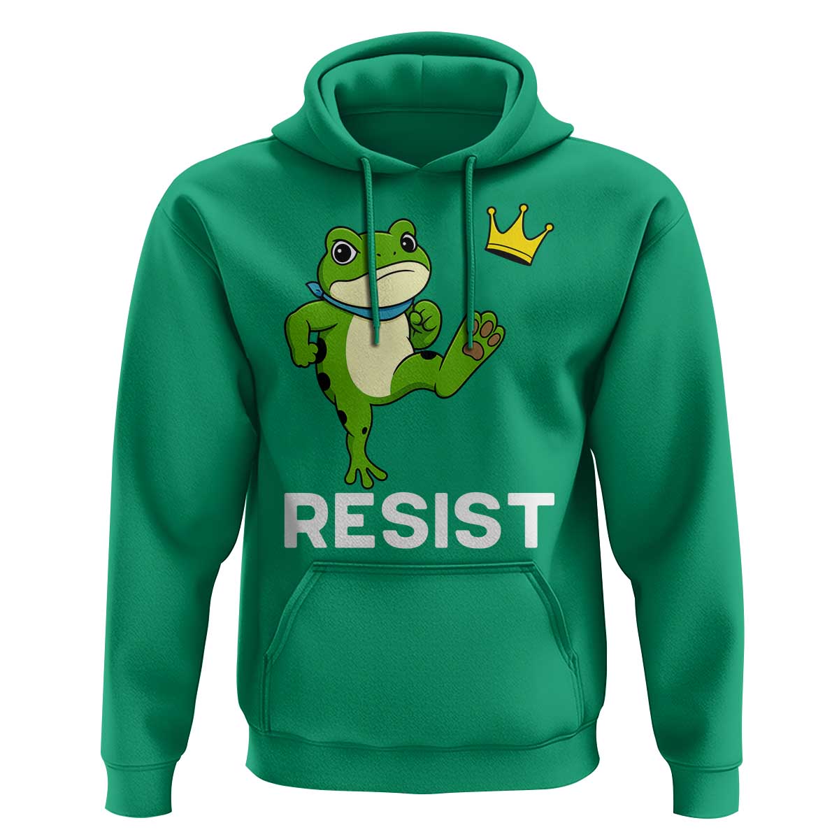 Resist Frog Kicking Crown Hoodie Funny No Kings In America Free Portland - Wonder Print Shop