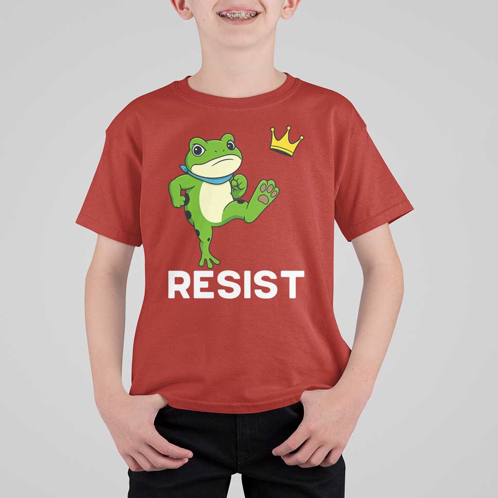 Resist Frog Kicking Crown T Shirt For Kid Funny No Kings In America Free Portland - Wonder Print Shop