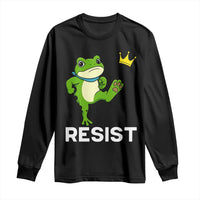 Resist Frog Kicking Crown Long Sleeve Shirt Funny No Kings In America Free Portland - Wonder Print Shop