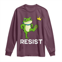 Resist Frog Kicking Crown Long Sleeve Shirt Funny No Kings In America Free Portland - Wonder Print Shop