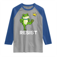 Resist Frog Kicking Crown Raglan Shirt Funny No Kings In America Free Portland - Wonder Print Shop