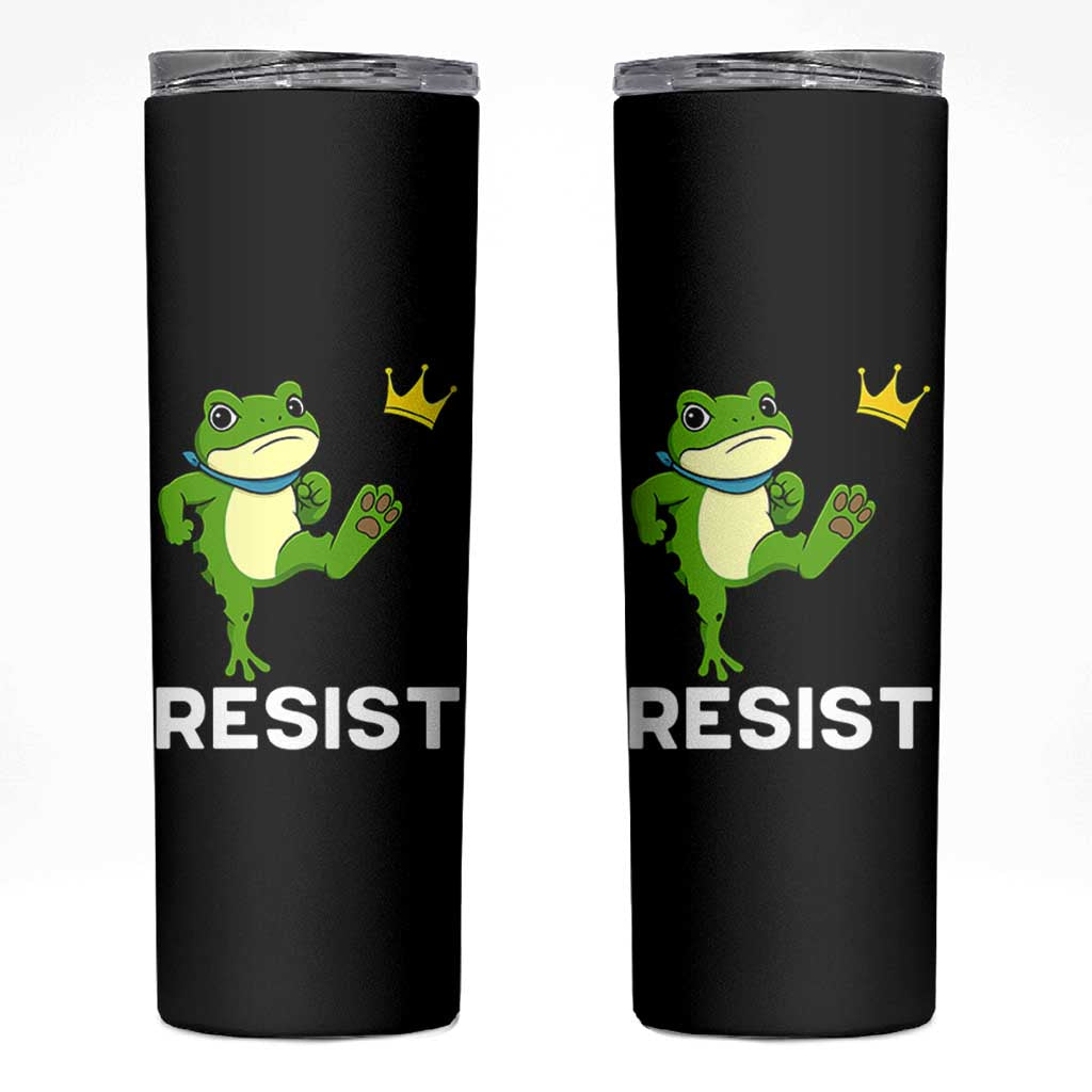 Resist Frog Kicking Crown Skinny Tumbler Funny No Kings In America Free Portland - Wonder Print Shop