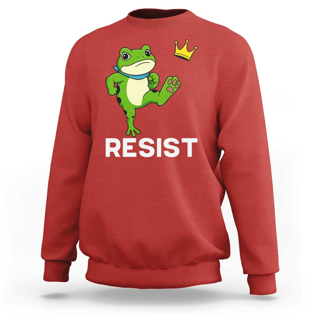 Resist Frog Kicking Crown Sweatshirt Funny No Kings In America Free Portland - Wonder Print Shop