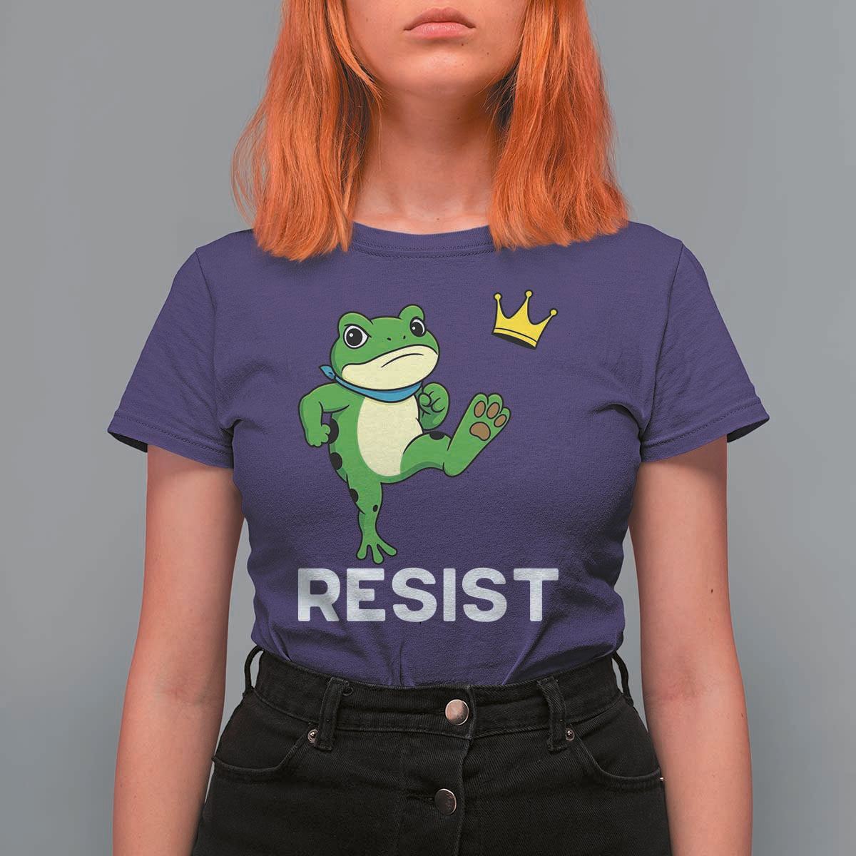Resist Frog Kicking Crown T Shirt For Women Funny No Kings In America Free Portland - Wonder Print Shop